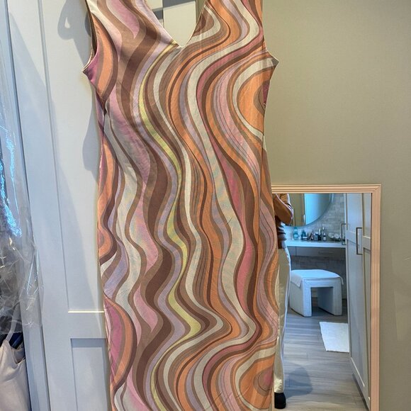 AFRM Ariana Sleeveless Dress In Coral Swirl - Picture 4 of 4